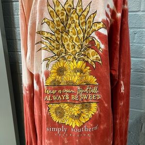 Simply Southern Peach Tie-Dye Shirt long sleeve size large size